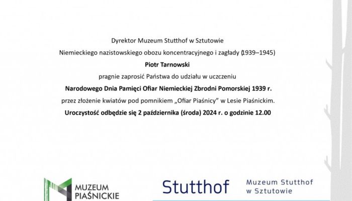 zaproszenie na uroczystość uczczenia ofiar Niemieckiej Zbrodni Pomorskiej