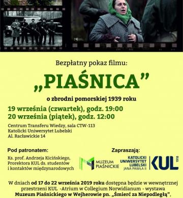 Pokaz filmu "Piaśnica" w KUL